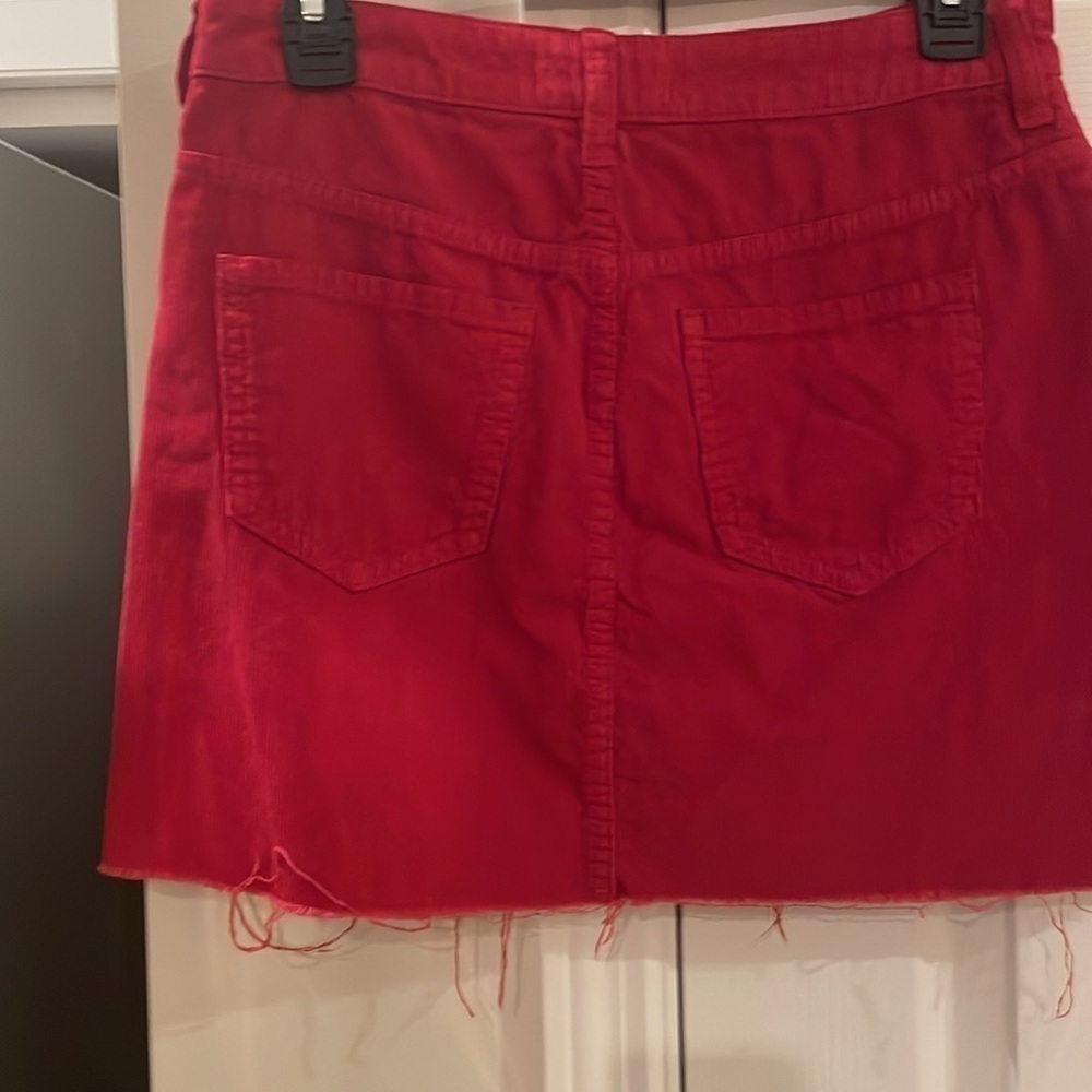 PacSun  Chili Pepper Romantic Red corduroy mini distressed hem skirt in size 27 - Picture 3 of 6